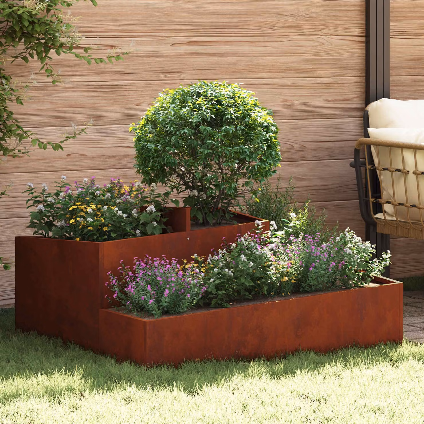 vidaXL Vaso da giardino Ruggine 100 x 100 x 50 cm Acciaio Corten