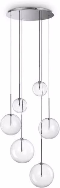 Lampada A Sospensione Equinoxe Sp6 Ideal-Lux in Cromo e Vetro Trasparente