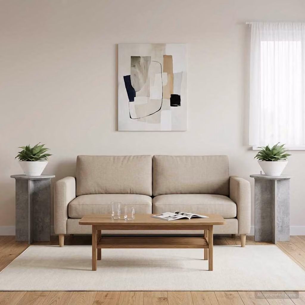 Set di 2 supporti per piante vidaXL in stile moderno, colore grigio, Ø 40 x H 60 cm