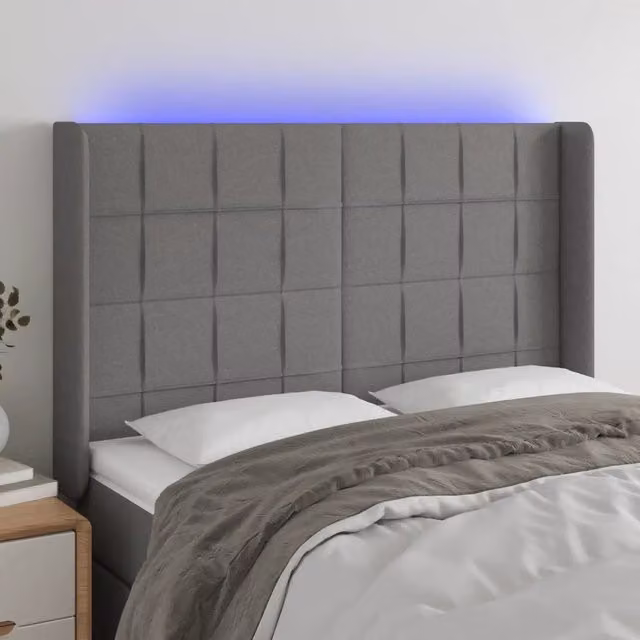 Testiera a LED-Testata con LED GrigioScuro 147x16x118/128cm inTessuto 216558
