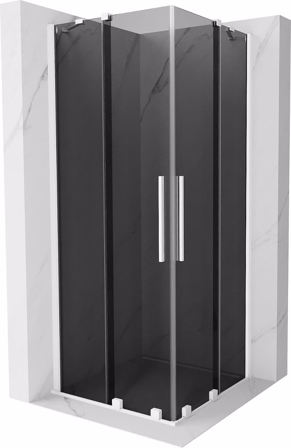 Mexen Velar Duo cabina doccia scorrevole 80 x 80 cm, grafite, bianco - 871-080-080-42-20