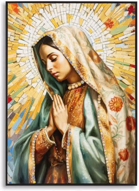 Dipinto su tela Madonna A soggetto sacro con cornice, 72x102 cm