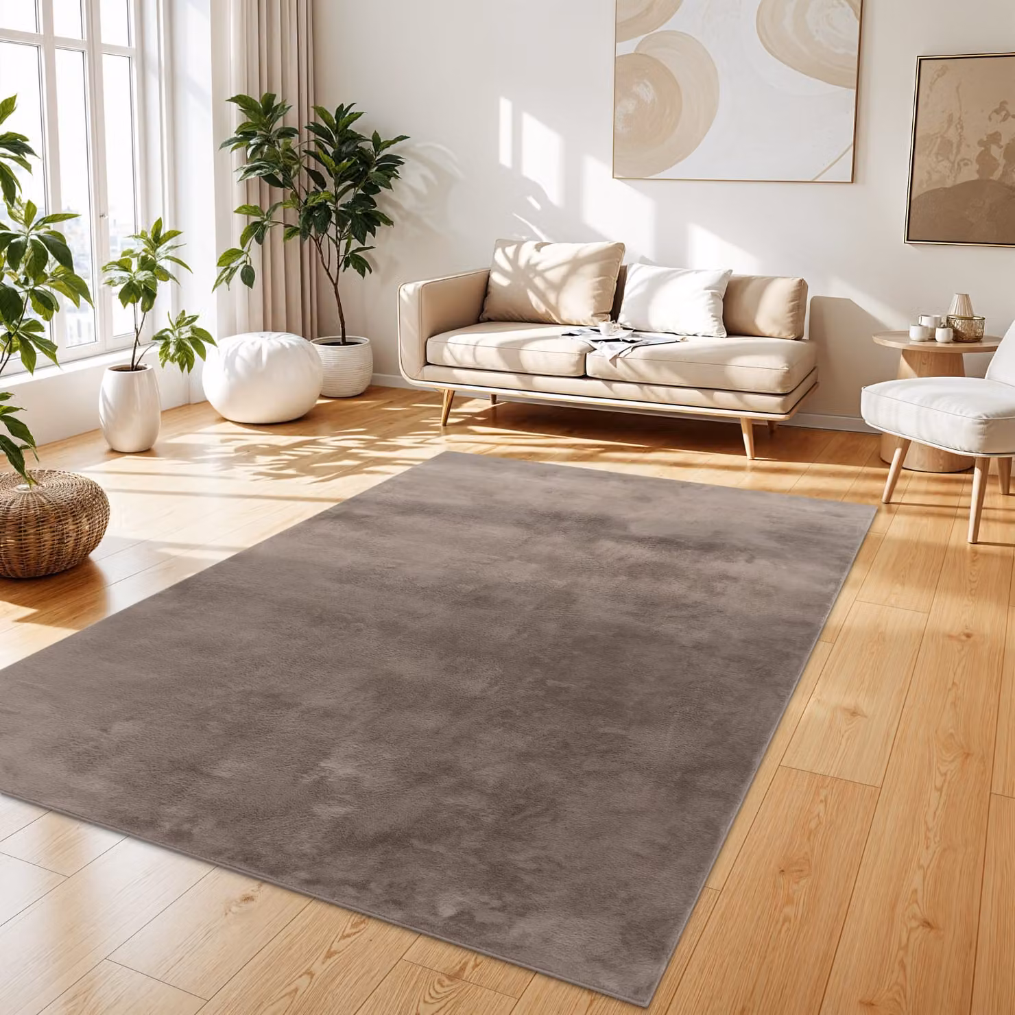 Tappeto rettangolare beige Hygge in fibre sintetiche lavabile e resistente L: 120 cm, P: 160 cm – 2