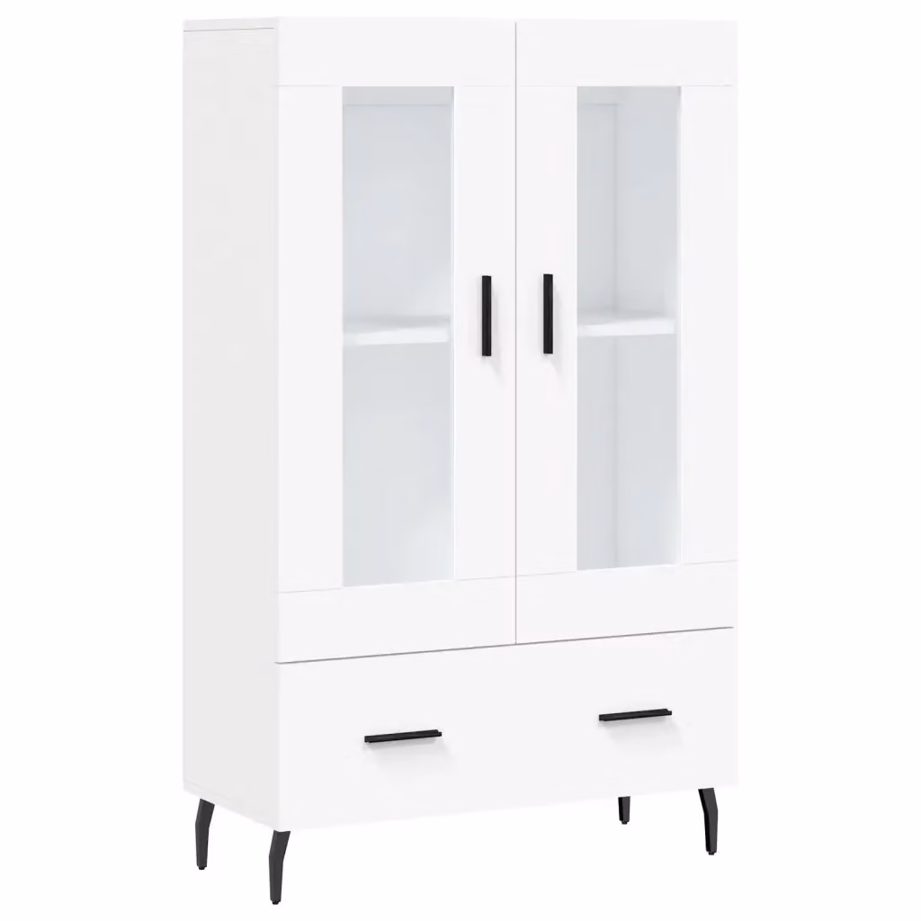 Credenza Buffet Design Mania Bianca con Ante in Vetro per Cucina e Soggiorno L: 69,5 cm, P: 31 cm, H: 115 cm – 2