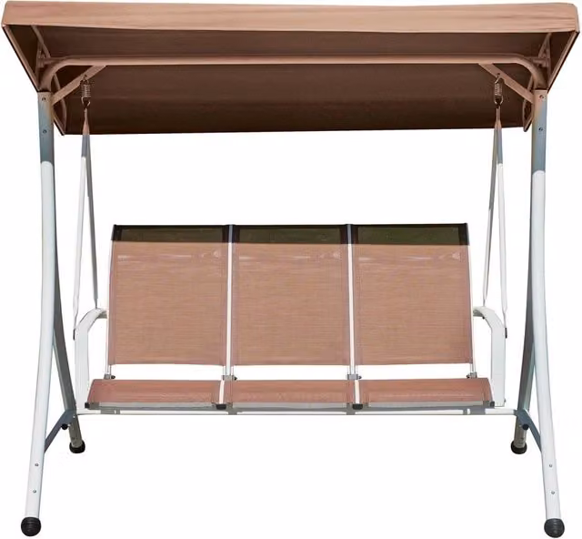 Dondolo da Giardino 200x175x125 cm in Ferro e Textilene Tortora