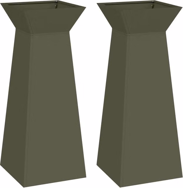 Set di 2 fioriere a colonna moderne 40 x 40 x 100 cm decorazione da esterno stile contemporaneo in materiale oliva 02_0052417