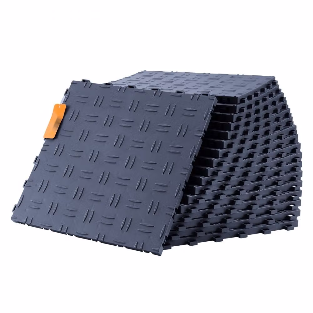 Accessori per pavimenti per garage - Set di pavimenti industriali 50 pezzi, 305 x 305 x 13,4 mm, pavimento per garage con texture bifacciale antiscivolo - Ideale per garage, cantine, officine di riparazione - Grigio grafite