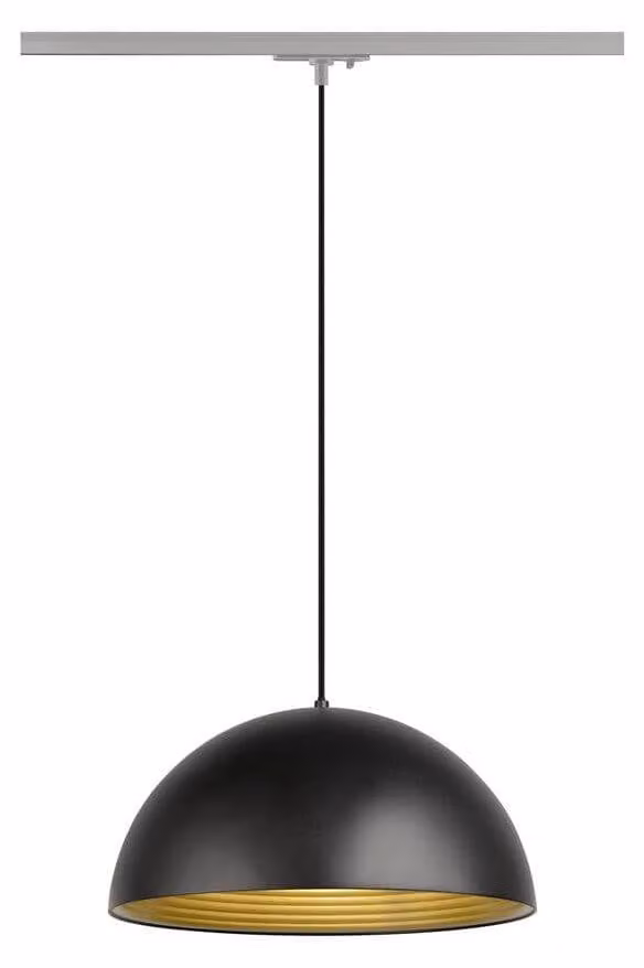SLV FORCHINI M 40 TRACK, 1 lampada a sospensione, E27, lunghezza della sospensione 150 cm, adattatore grigio argento, 1x max. 40W, nero opaco / oro opaco 1008539