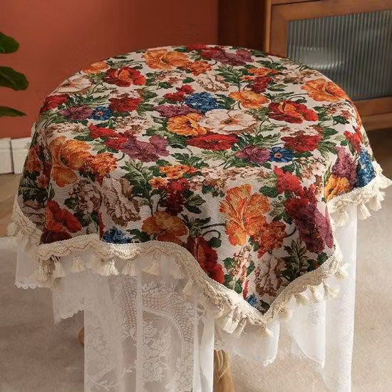 Tovaglia rustica da campeggio, tovaglia vintage da tavolino da caffè, copritavolo da pranzo con effetto spazzolato (140 x 140 cm)