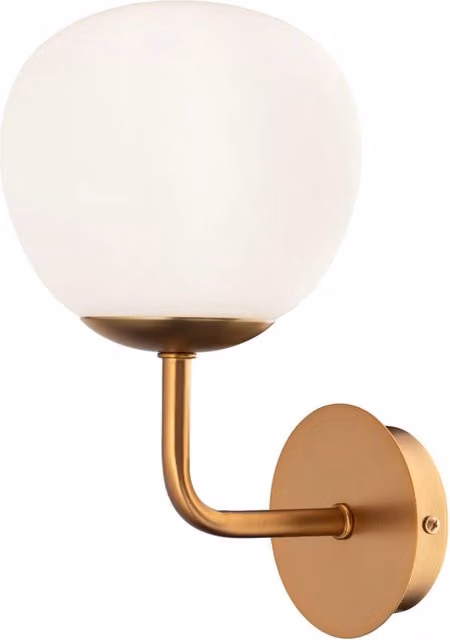 Lampada da parete moderna GIORDANOSHOP in metallo e vetro color oro e bianco con diffusore a sfera regolabile
