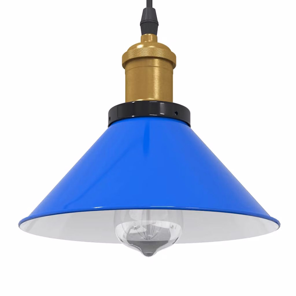 Lampada a sospensione industriale vidaXL in metallo blu e oro, regolabile in altezza, attacco E27, Ø 22 cm