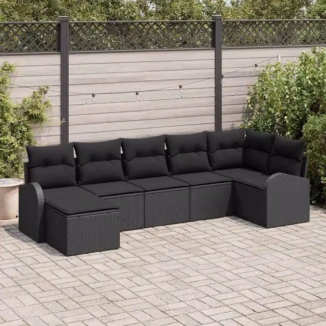 Set di divani 7 pz Nero polyrattan 3354802