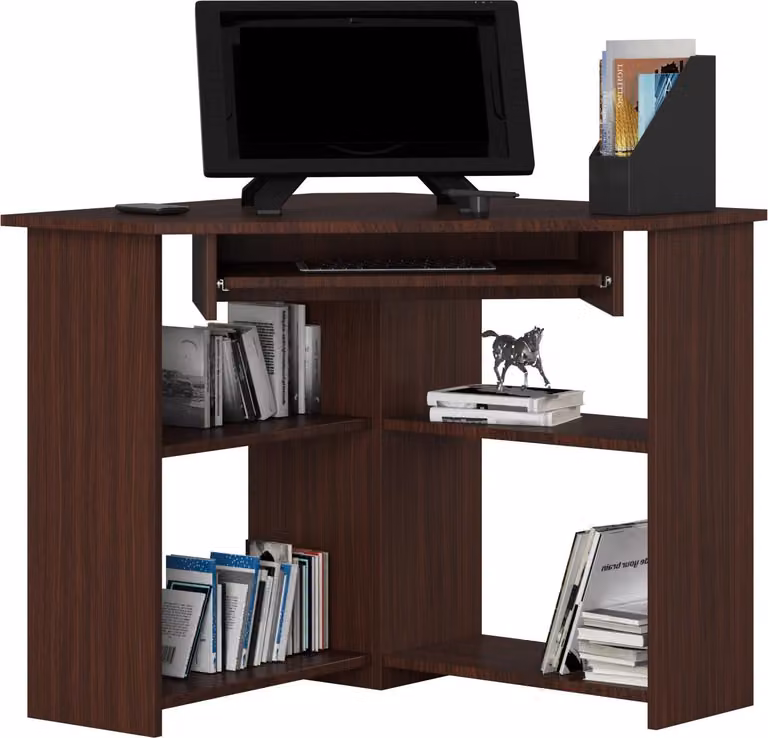 Scrivania angolare 80x80 cm, scrivania per computer con cassetto estraibile per la tastiera, soluzione angolare, finitura opaca, altezza 74 cm