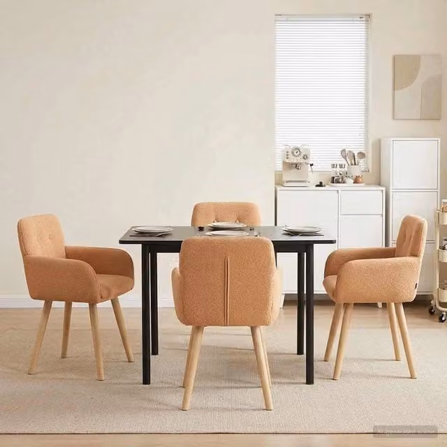 Sedie da pranzo 4 pz Bouclé Beige 59 x 56,5 x 85 cm 3428276