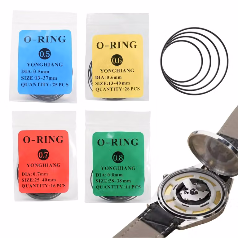 Guarnizioni O-ring elastiche, impermeabili, confezione da 80 pezzi, disponibili in diverse dimensioni da 0,5 a 0,8 mm, ideali per la riparazione di orologi