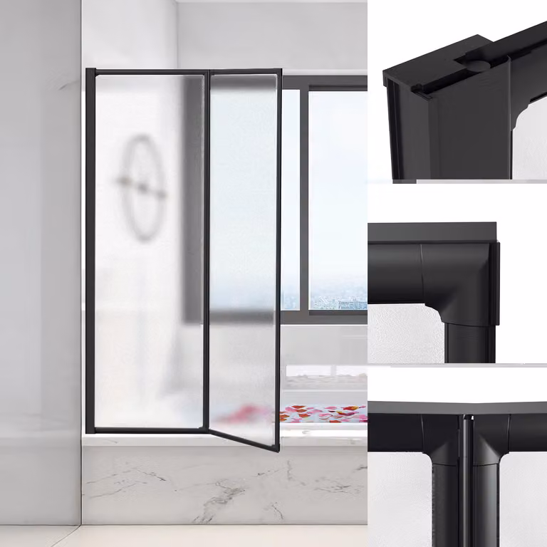 Izrielar 100x140 cm Parete pieghevole per vasca da bagno con pannello doccia, separé doccia, altezza 140 cm, parete pieghevole per doccia, nero