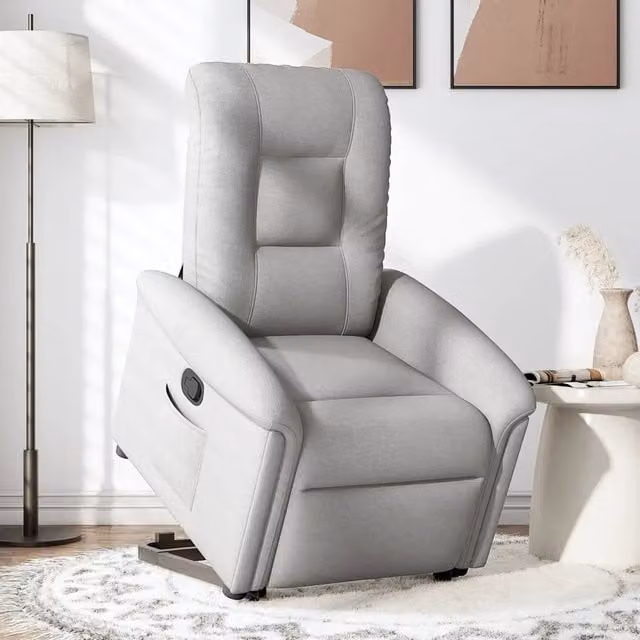 Poltrona Alzapersona Reclinabile vidaXL Grigio con Assistenza Elettrica in Tessuto e Schiuma per Senior