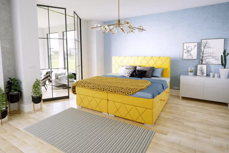 Bett Komplett Set Doppel Matratze Boxspring Topper Betten Funktion Kasten Hotel