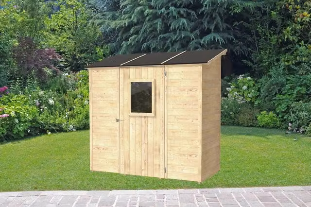 Casetta Addossata Vaniglia ALCE in Legno Beige e Nero L: 207 cm, P: 102 cm
