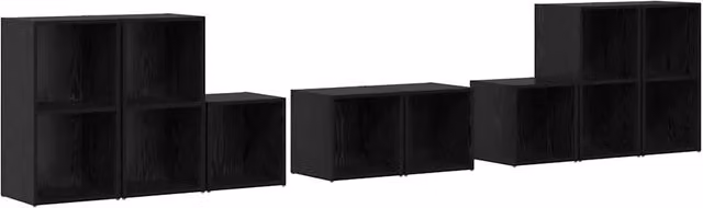 Set di mobili TV 8 pz | Armadietto TV | Mobile Porta TV Rovere Nero Legno multistrato