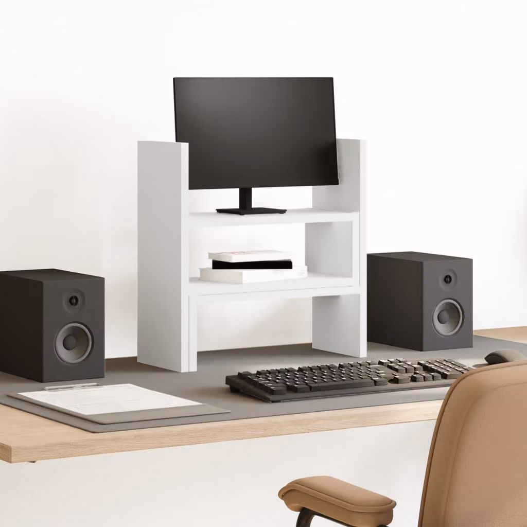 Organizer da scrivania regolabile vidaXL bianco multi scomparto in legno L: 40 cm, P: 17 cm, H: 41 cm