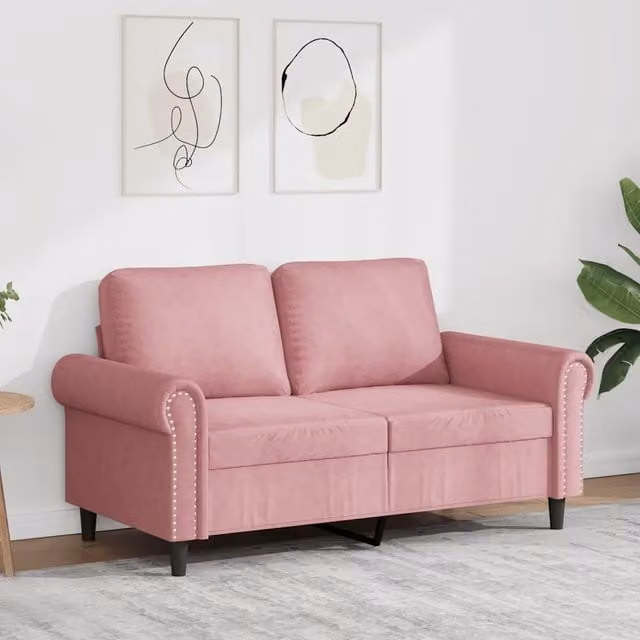 Divano a 2 Posti Rosa 120 cm in Velluto 359522