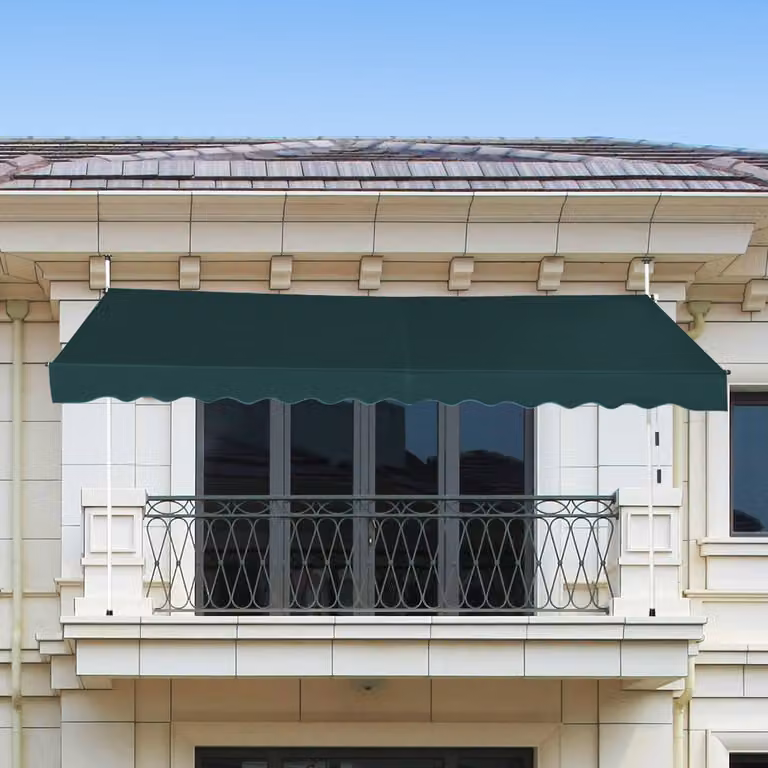 Tenda da sole retrattile Costway con manovra a manovella, impermeabile e resistente ai raggi UV, Verde, L: 350 cm, H: 125 cm