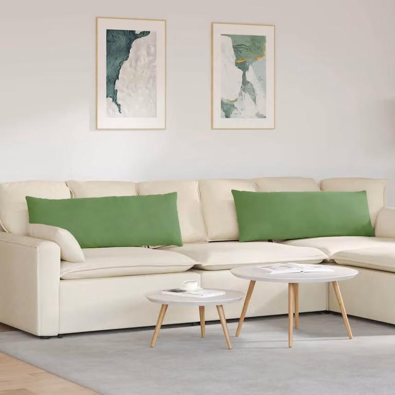 Set di 2 cuscini da divano vidaXL in velluto a coste verde chiaro, L 120 cm x P 40 cm