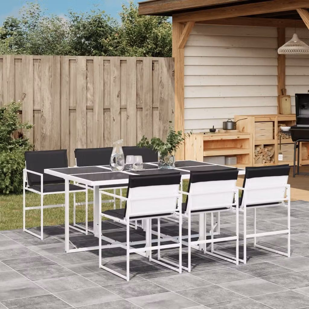 Maison Exclusive - Set da pranzo da giardino da 7 pezzi con cuscini in Textilene bianco
