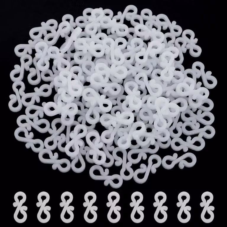 Ganci per luci decorative, 60 pezzi, plastica, bianco, 3,6 cm