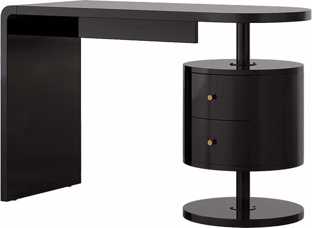 Scrivania Lara Nero lucido 120 x 50 cm con 2 conducenti Vicco