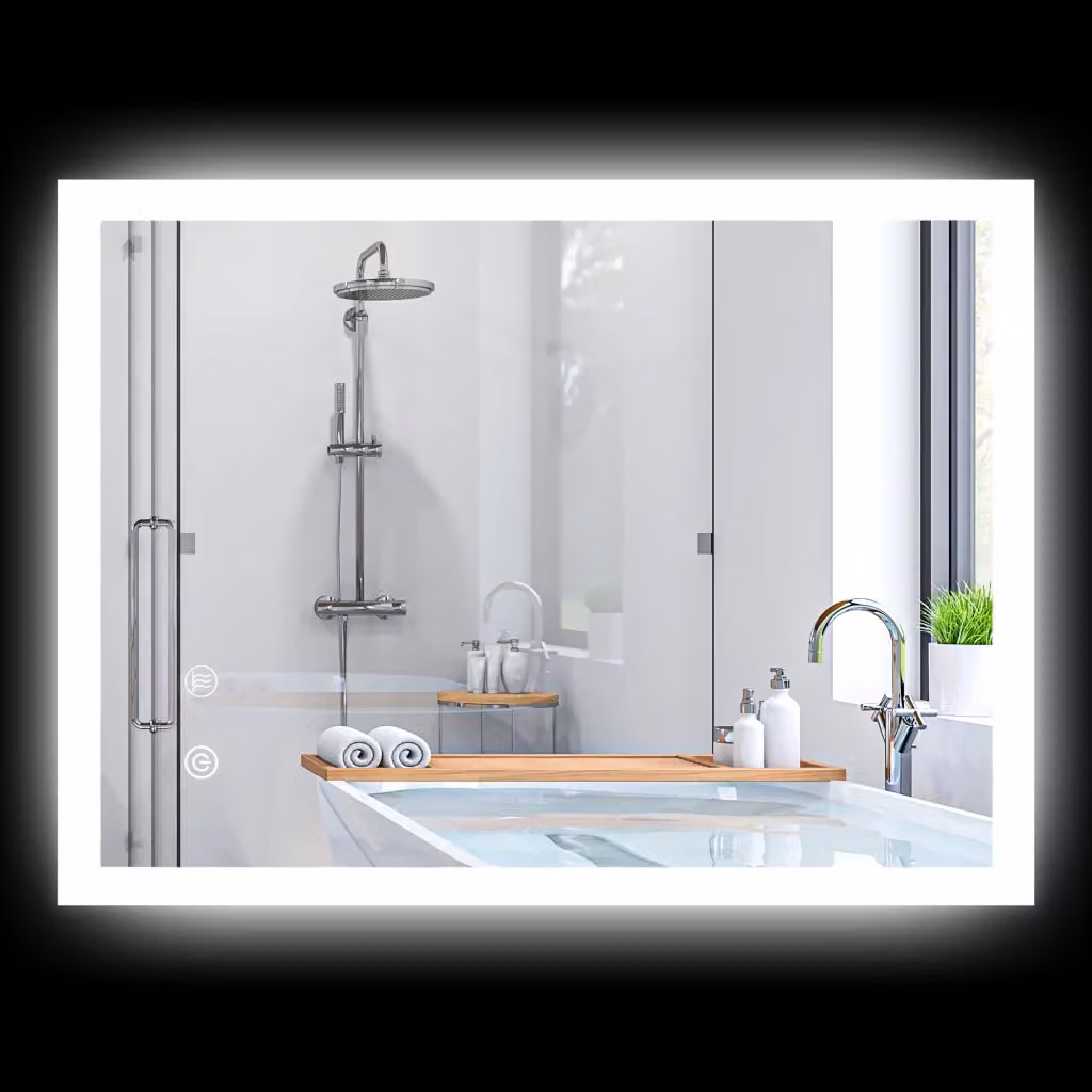 Specchio da Bagno LED XYLO Rettangolare con Luce Regolabile e Interruttore Tattile, L: 80 cm, H: 60 cm – 2