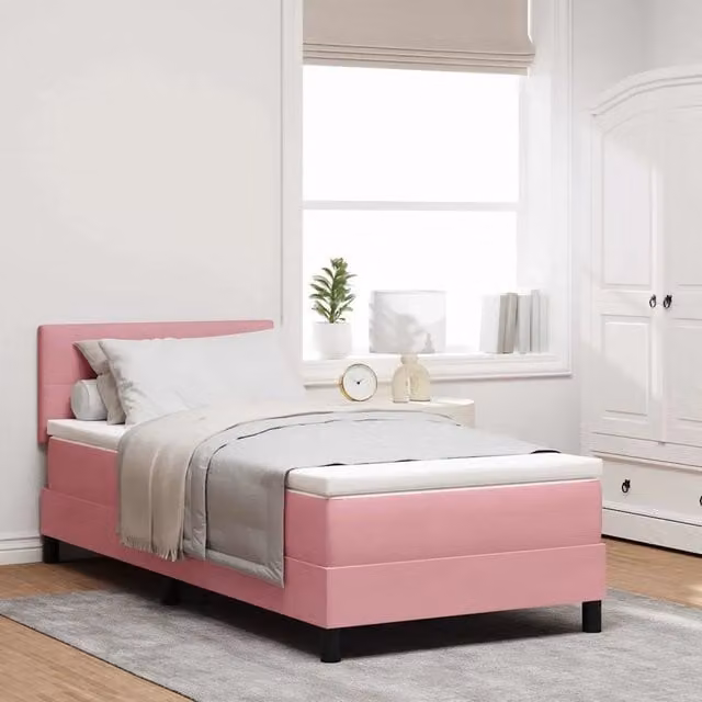 Letto a molle con testiera Rosa 100 x 200 cm Velluto 3339157