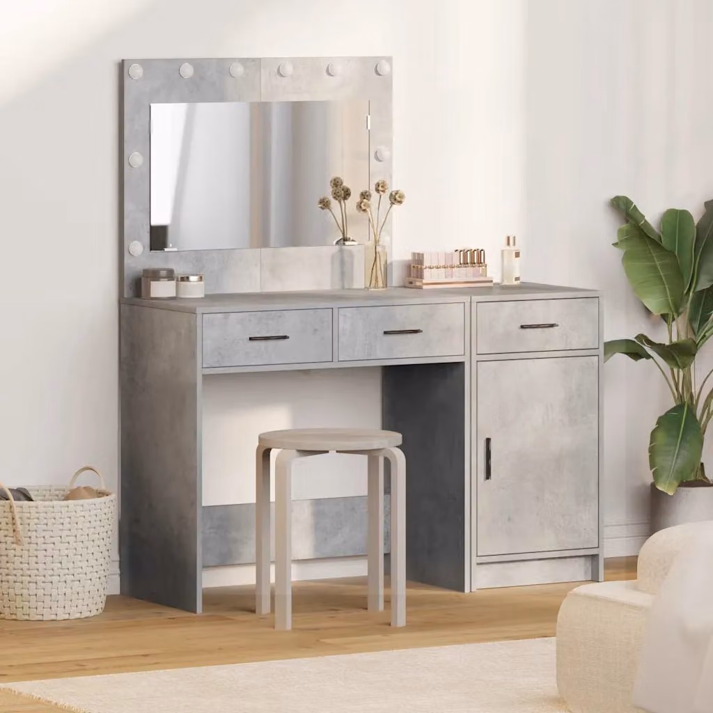Set di 2 Tavoli da Trucco Moderni vidaXL in MDF Grigio L: 40,6 cm, P: 41 cm, H: 75 cm