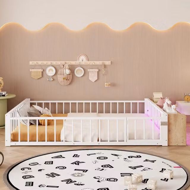 letto per bambini metallo e mdf bianco 140 x 200 cm