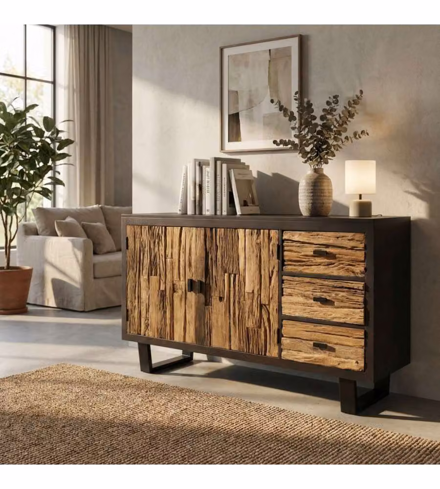 Cosma Mobile Zubin Marrone 160x40x85 cm in Legno e Metallo Fisso