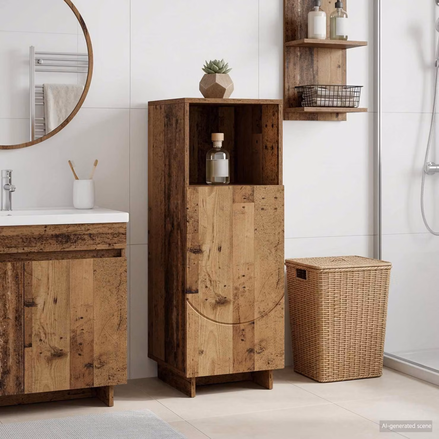 Mobile bagno vidaXL in legno color marrone antico L/P/H: 36,5 x 38 x 95 cm
