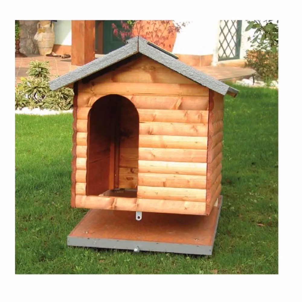 Cuccia per cani da esterno FUSS DOG in legno di pino oliato, modello montagna con tetto rimovibile e resistente alle intemperie, L: 100 cm, P: 75 cm, H: 80 cm – 2