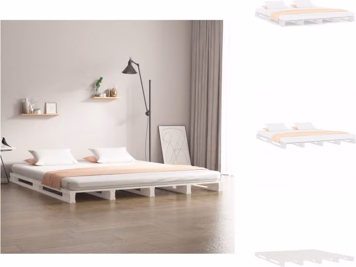 vidaXL Letto a pallet bianco 200x200 cm in legno di pino massiccio - Letti e strutture letto