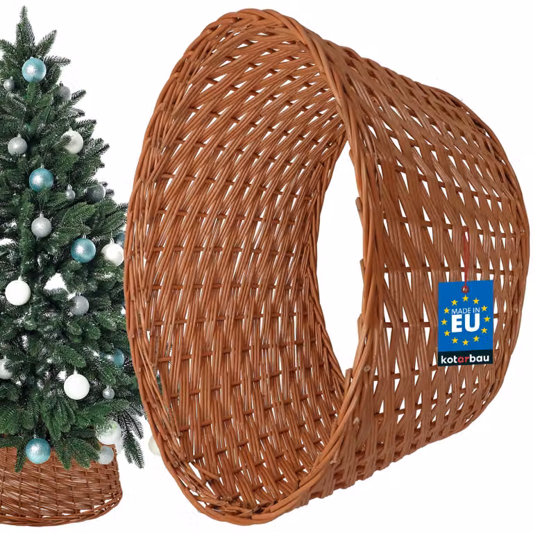 KOTARBAU® Gonna per albero di Natale in salice Ø 55 cm, colore naturale Supporto per albero di Natale in rattan naturale, cesto per albero di Natale, copertura per albero di Natale