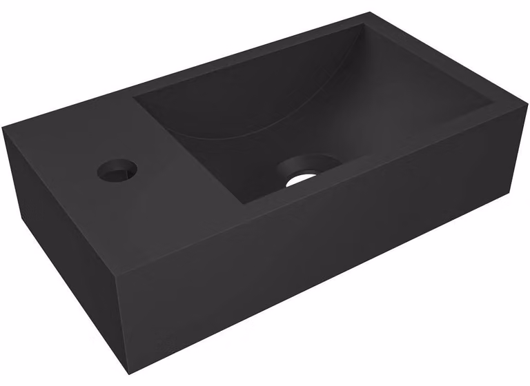 CERANO - Lavabo in marmo colato Teo - sospeso a sinistra - nero opaco - 40x22 cm