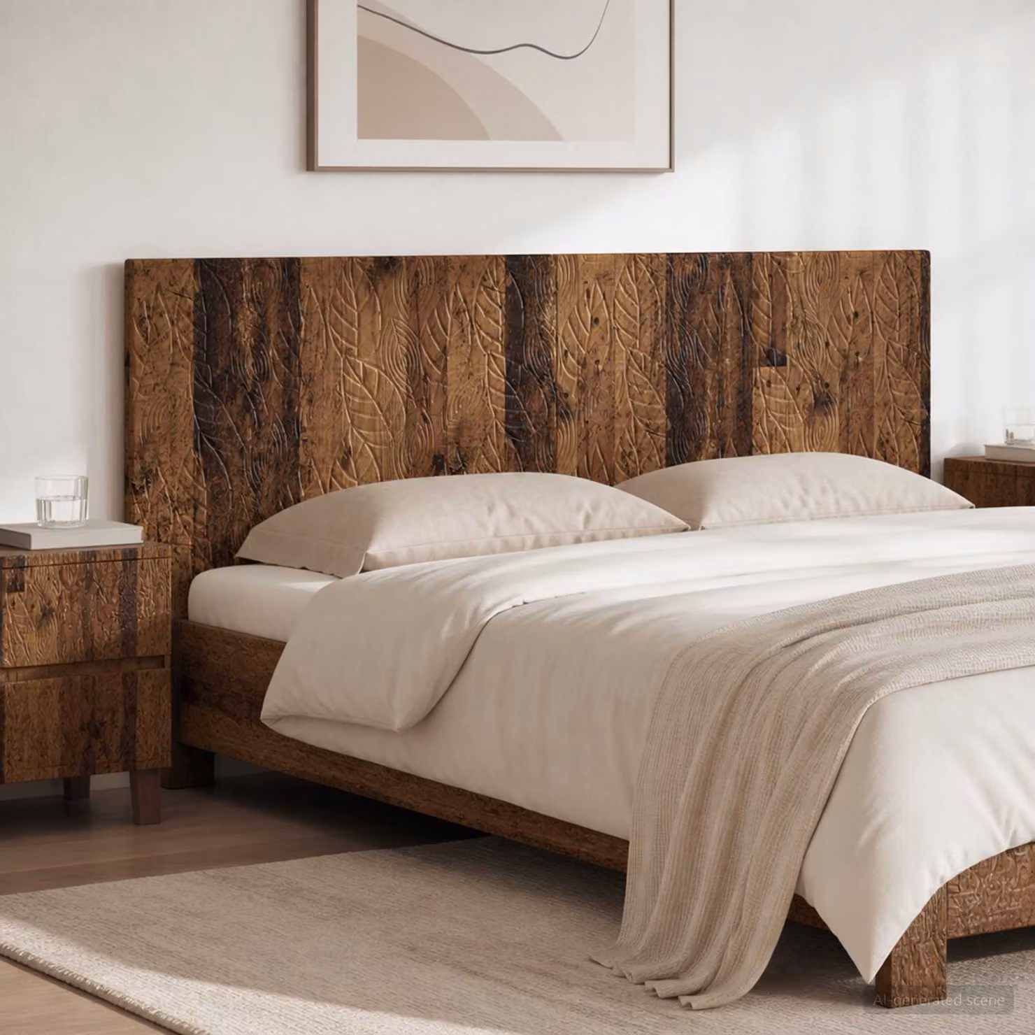 Testiera da muro vidaXL DELFT in legno ingegnerizzato marrone con ripiano integrato L: 160 cm, H: 50 cm, P: 14 cm
