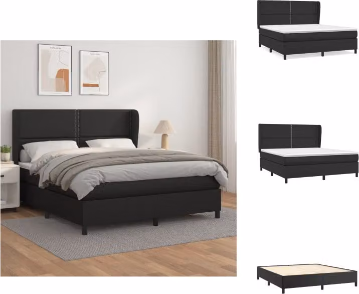 vidaXL Letto a molle con materasso nero 180x200 cm in Pelle finta - Letti e strutture letto