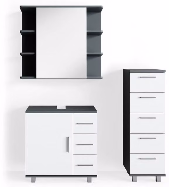 Set mobili bagno Ilias Antracite 3 pezzi Vicco