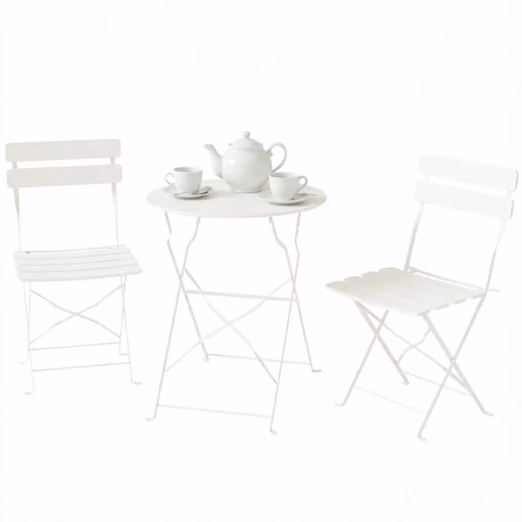 Set bistrot da giardino pieghevole Minimal composto da 1 tavolo rotondo e 2 sedie in metallo grigio antracite – 2