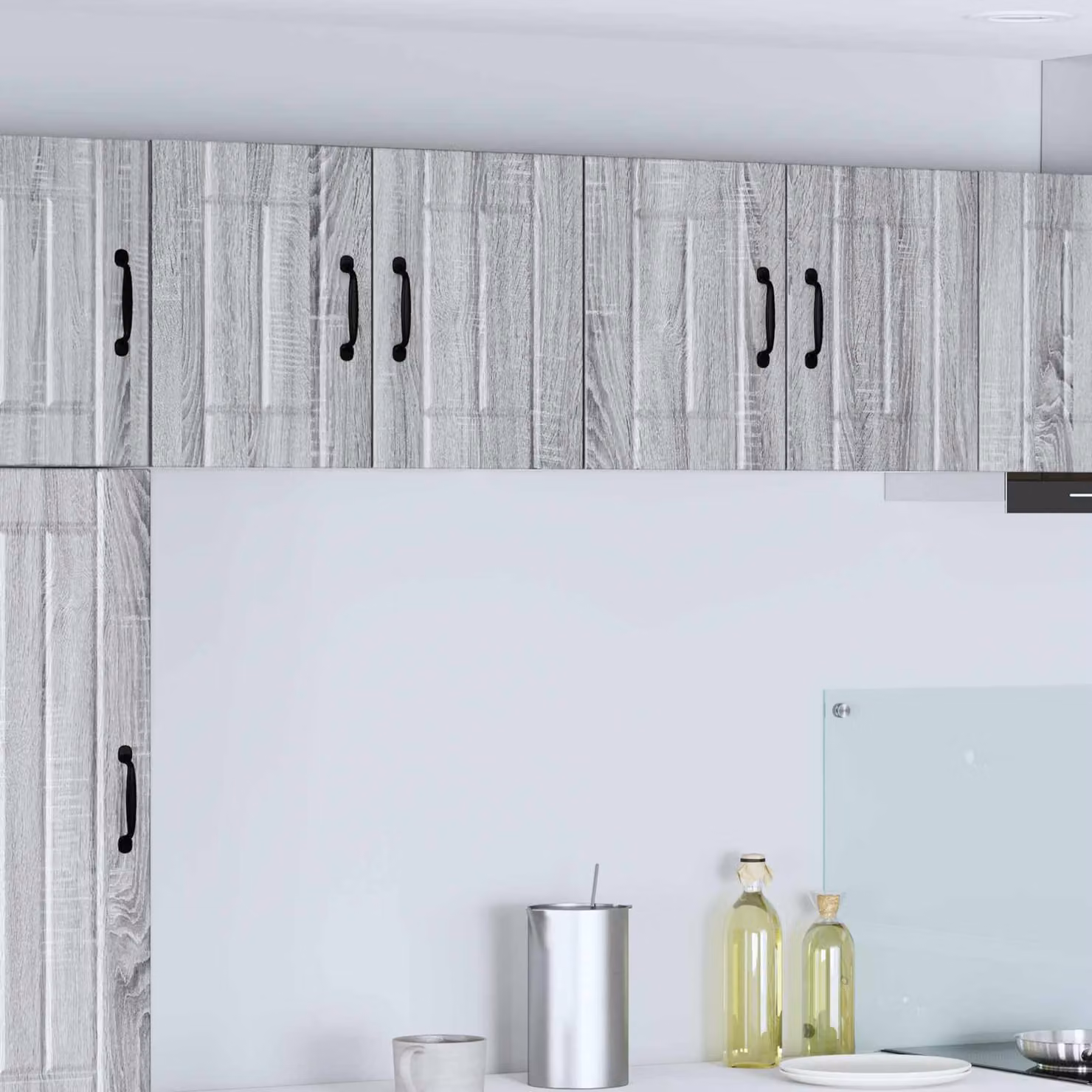 Set di 2 armadietti da muro moderni vidaXL per cucina in MDF Grigio, L/P/H: 60 x 31 x 40 cm