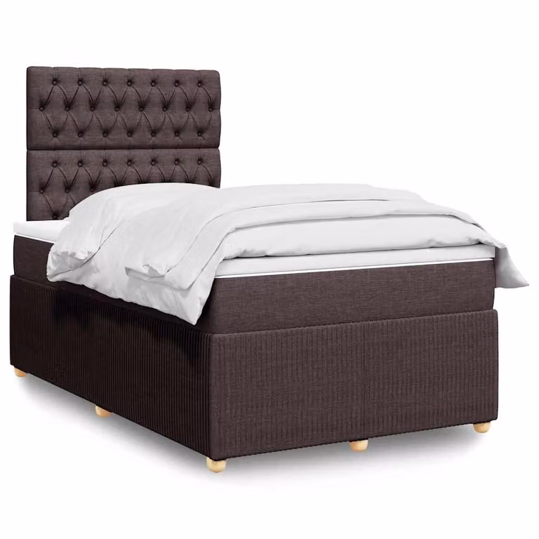 vidaXL Giroletto a molle con materasso in tessuto marrone e bianco L/P: 120 x 190 cm