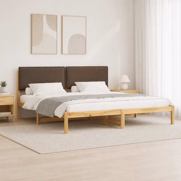 vidaXL Letto con Testiera Rivestita Bianco lavato e taupe 180 x 200 cm