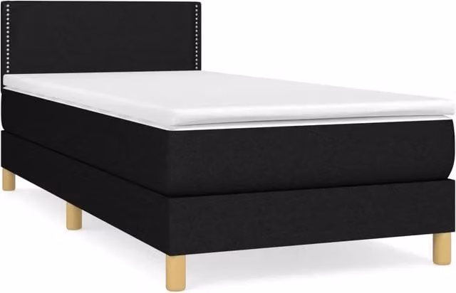 Letto singolo | Letto per adulti | Giroletto a Molle con Materasso Nero 80x200 cm inTessuto