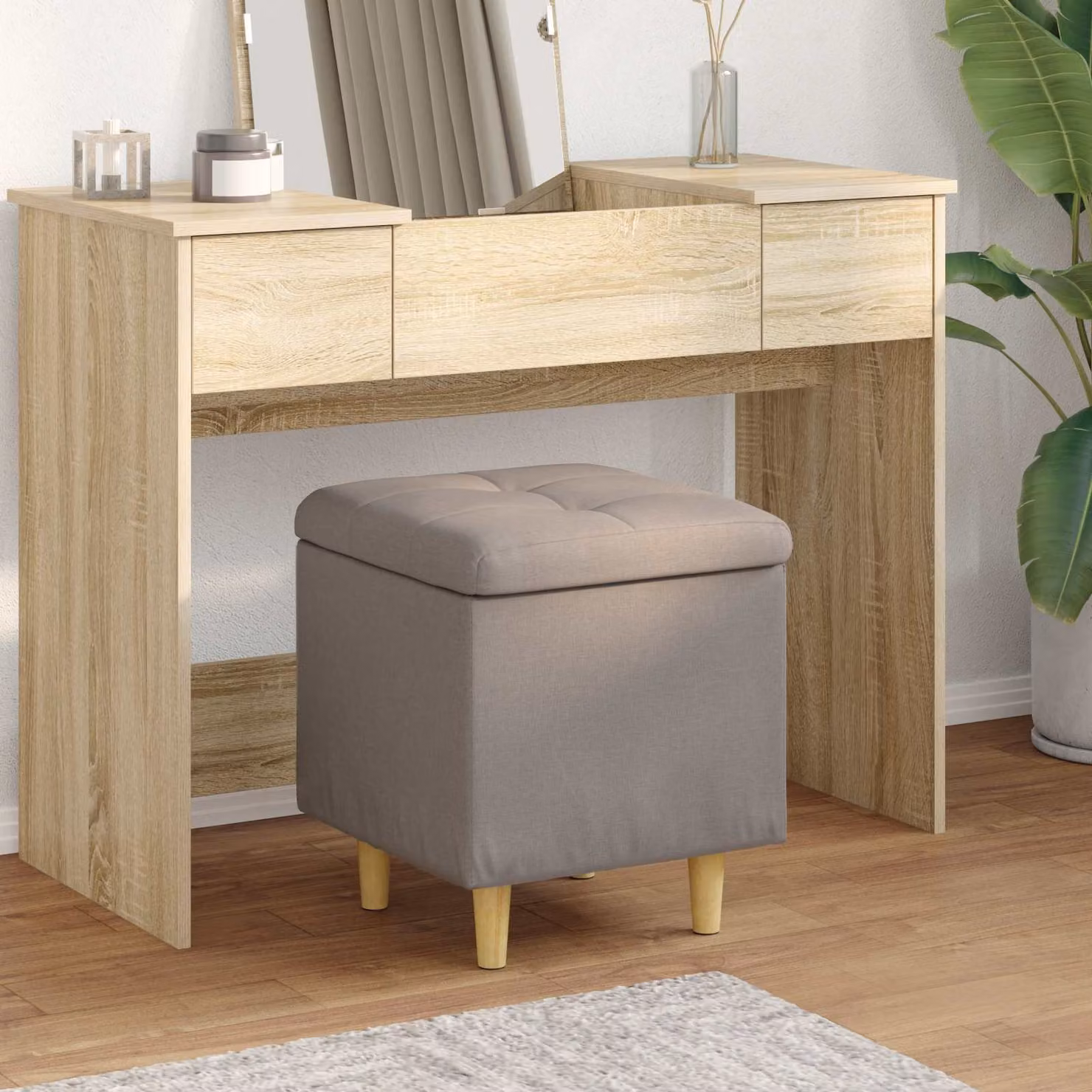 vidaXL Pouf con Storage Talpa 40 x 40 x 45 cm Tessuto